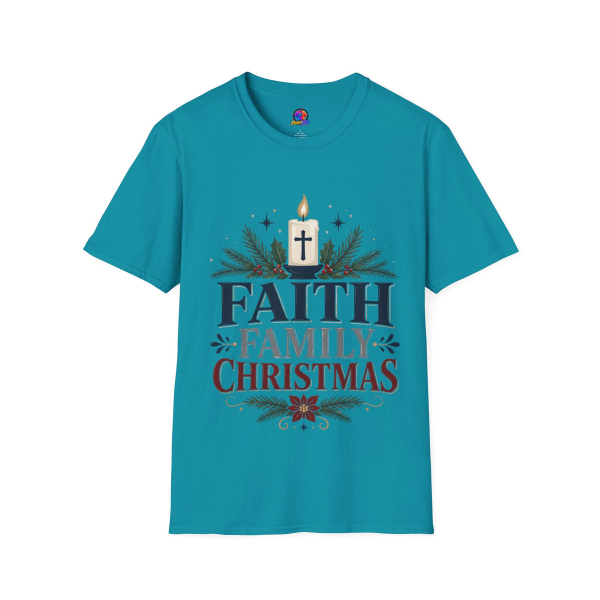 Christmas Faith T-Shirt — "Faith, Family, Christmas" Religious Holiday Tee