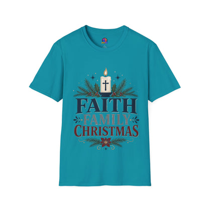 Christmas Faith T-Shirt — "Faith, Family, Christmas" Religious Holiday Tee