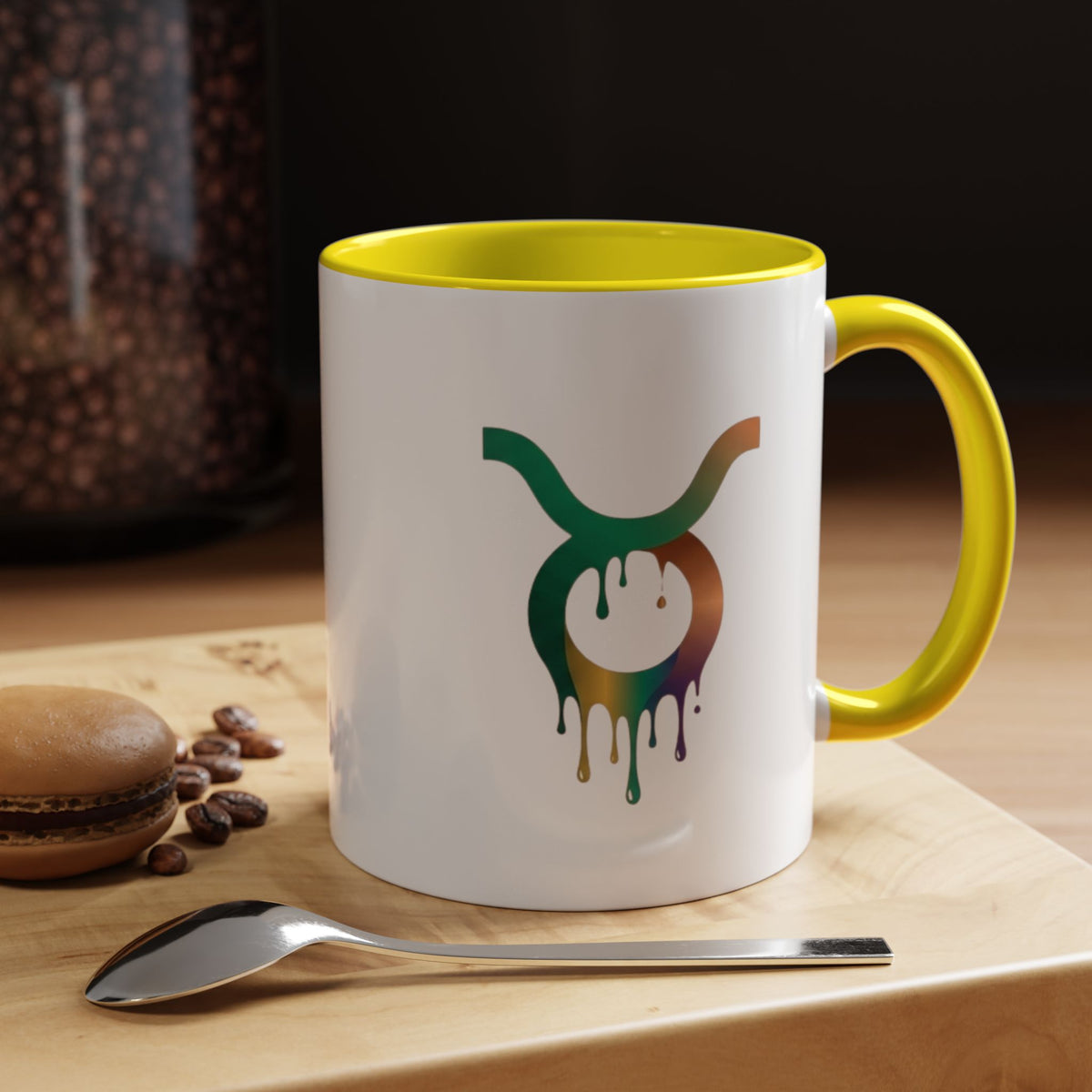Taurus Drip Zodiac Coffee Mug — Colorful Taurus Symbol Accent Mug