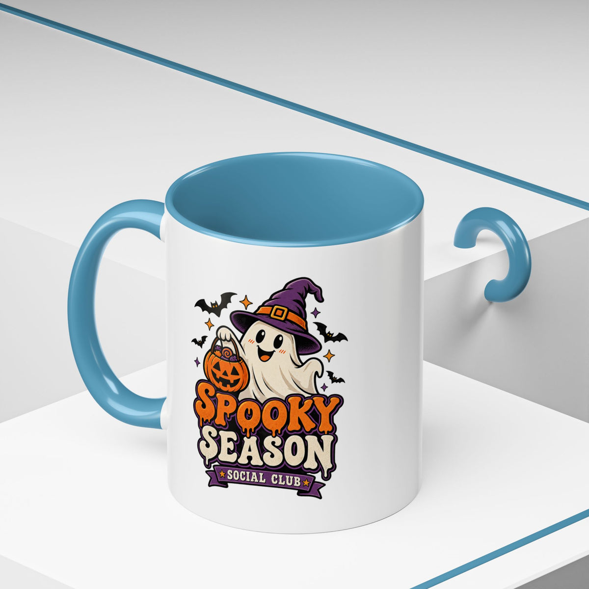 Spooky Season Coffee Mug — Cute Ghost Halloween Accent Mug (11/15oz)