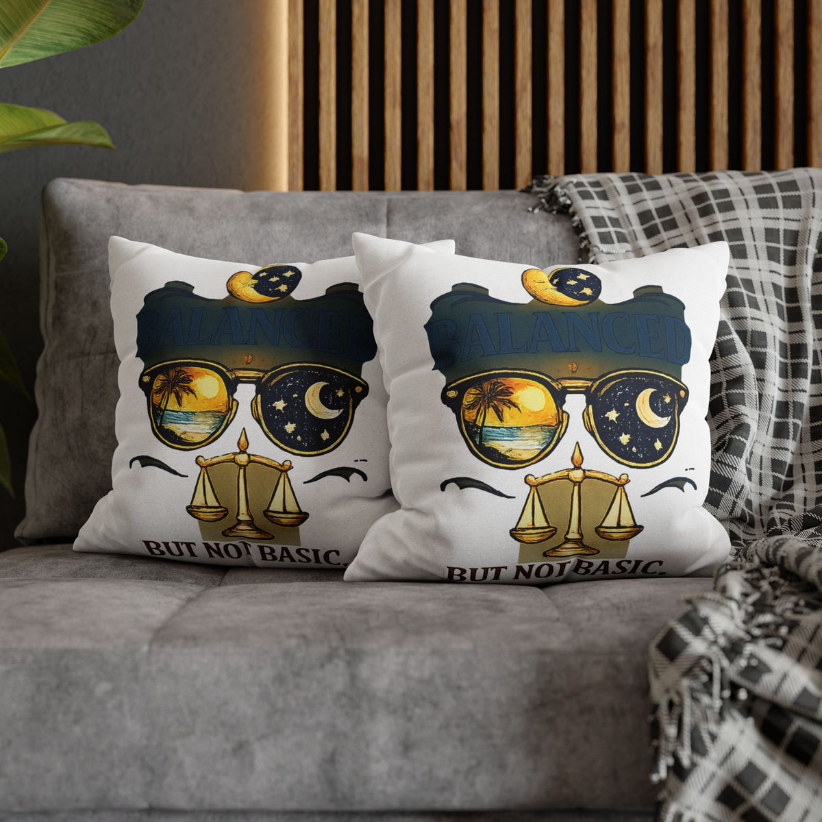 Libra Zodiac Balance But Not Basic Spun Polyester Square Pillowcase