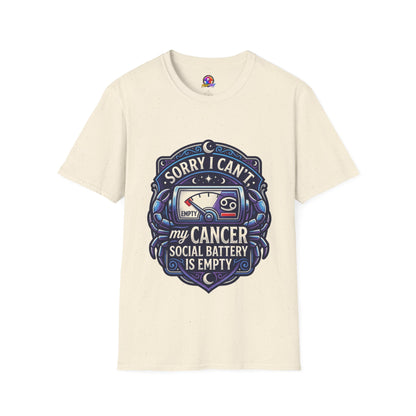 Cancer Support T-Shirt — "Sorry I Can't, My Cancer Social Battery Is Empty"