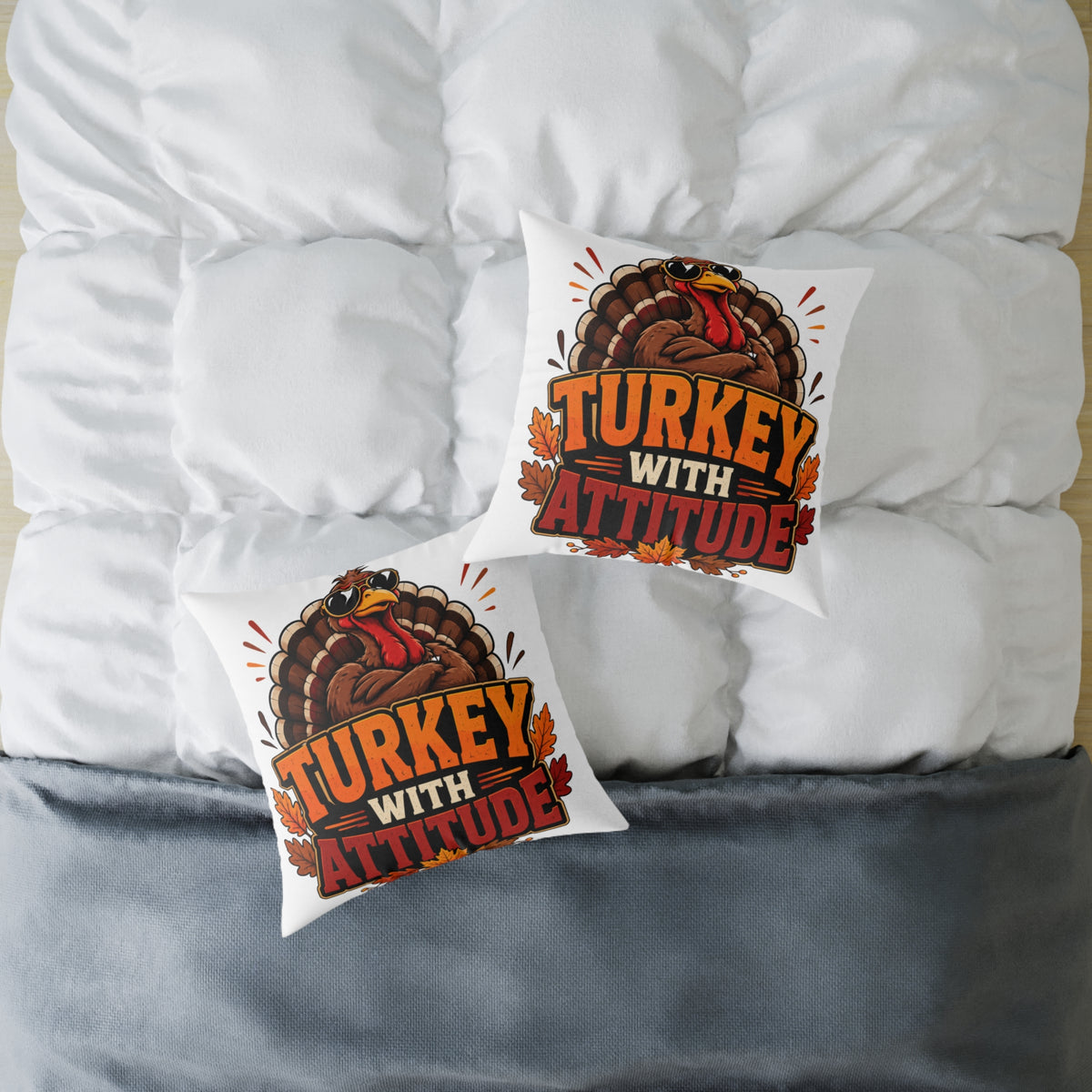 Thanksgiving Turkey With Attitude Throw Pillow — Funny Thanksgiving Decorative Pillow