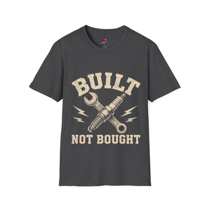 Built Not Bought T-Shirt — Mechanic Wrench & Spark Plug Vintage Tee