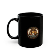 Lion Crest Coffee Mug — "Confidence Comes Naturally" Black