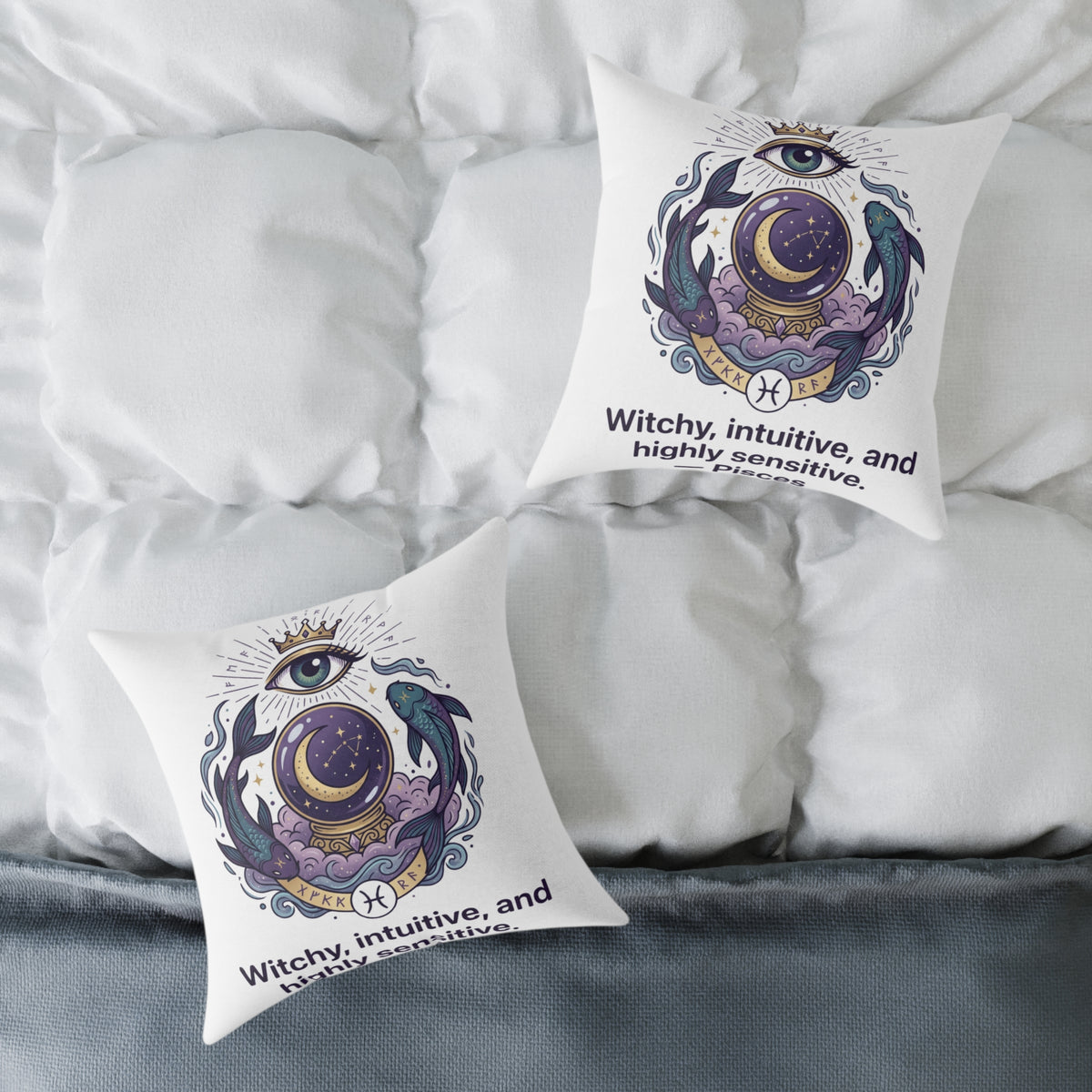 Pisces Zodiac Highly Sensitive And Intuitive Square Poly Canvas Pillow