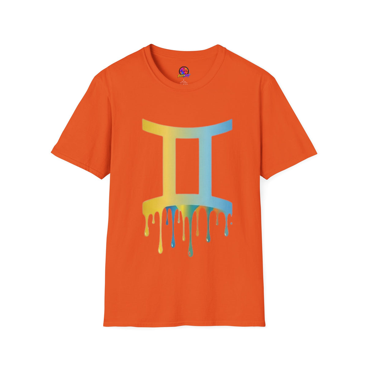 Gemini Drip Zodiac T-Shirt — Rainbow Gemini Symbol Tee