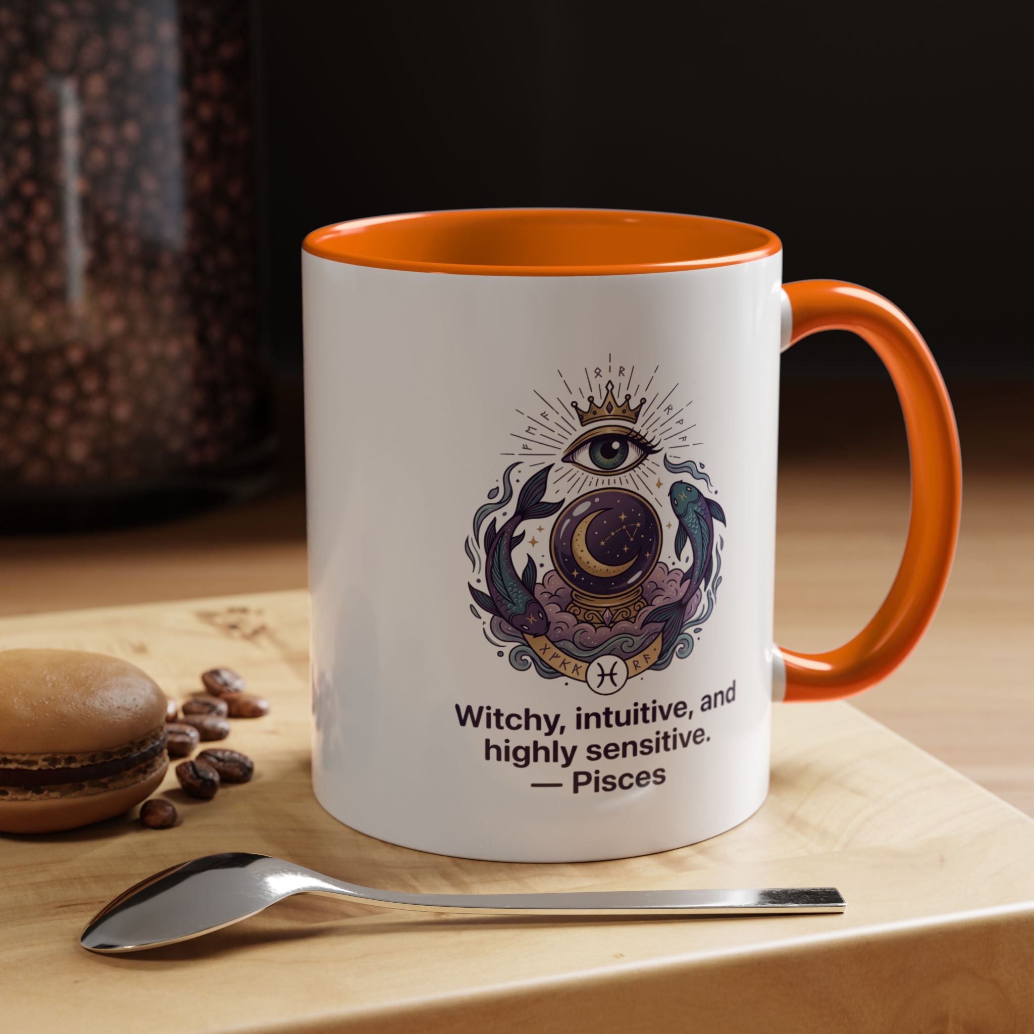 Pisces Witchy Accent Mug — "Witchy, intuitive, and highly sensitive" Astrology Coffee Cup (11/15oz)