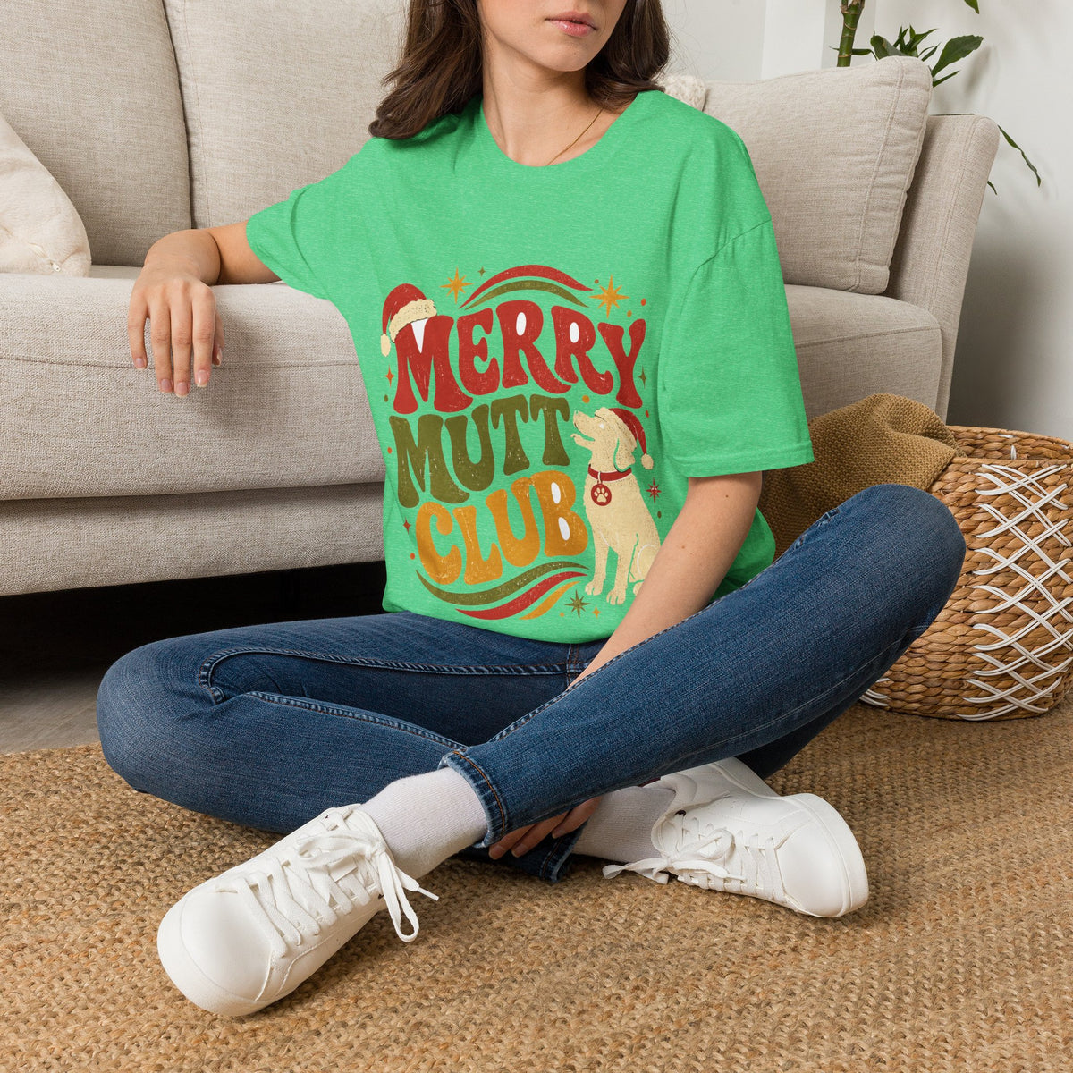 Merry Mutt Club T-Shirt — Retro Christmas Dog Lover Tee