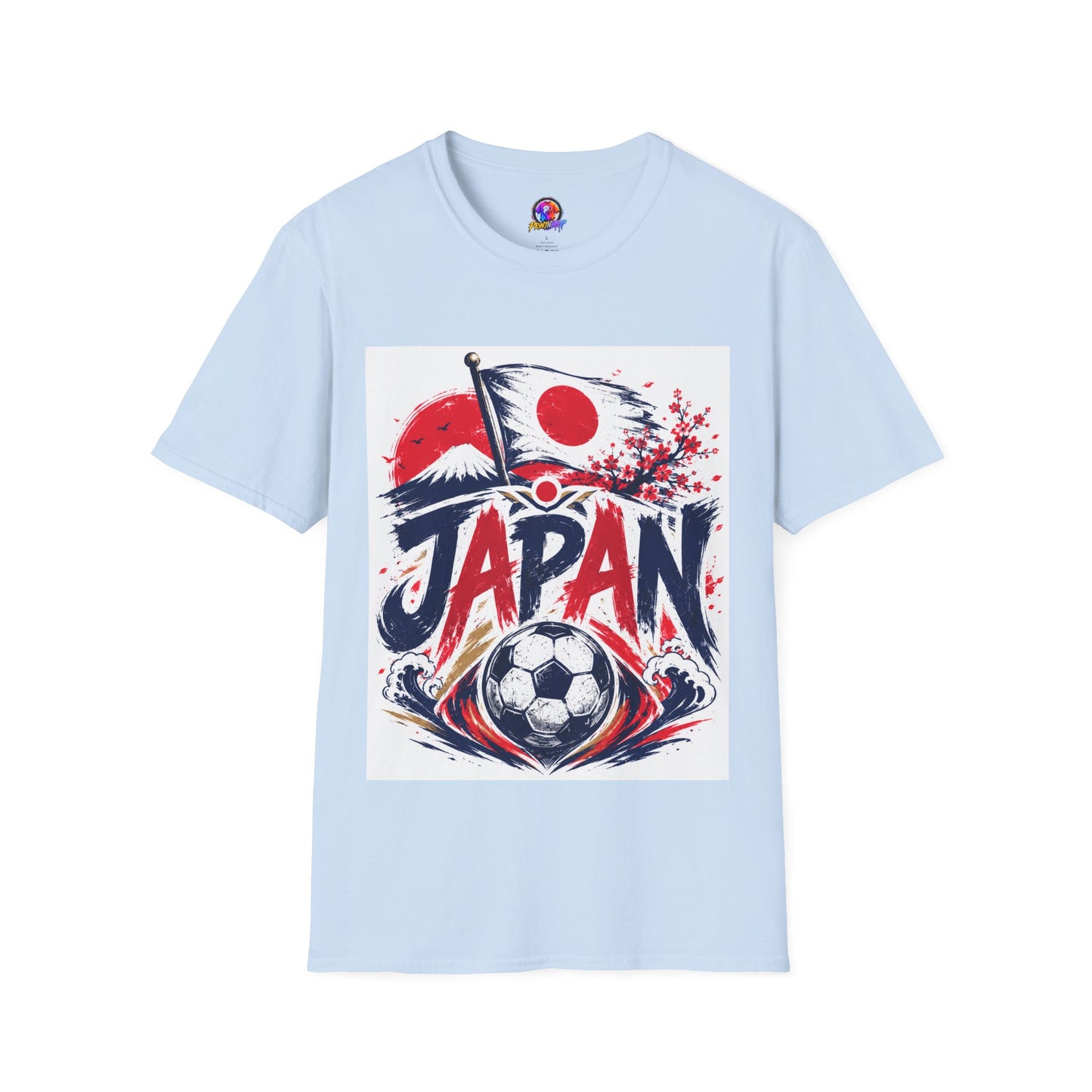 Japan Soccer T-Shirt — Japanese Flag & Cherry Blossom Football Graphic