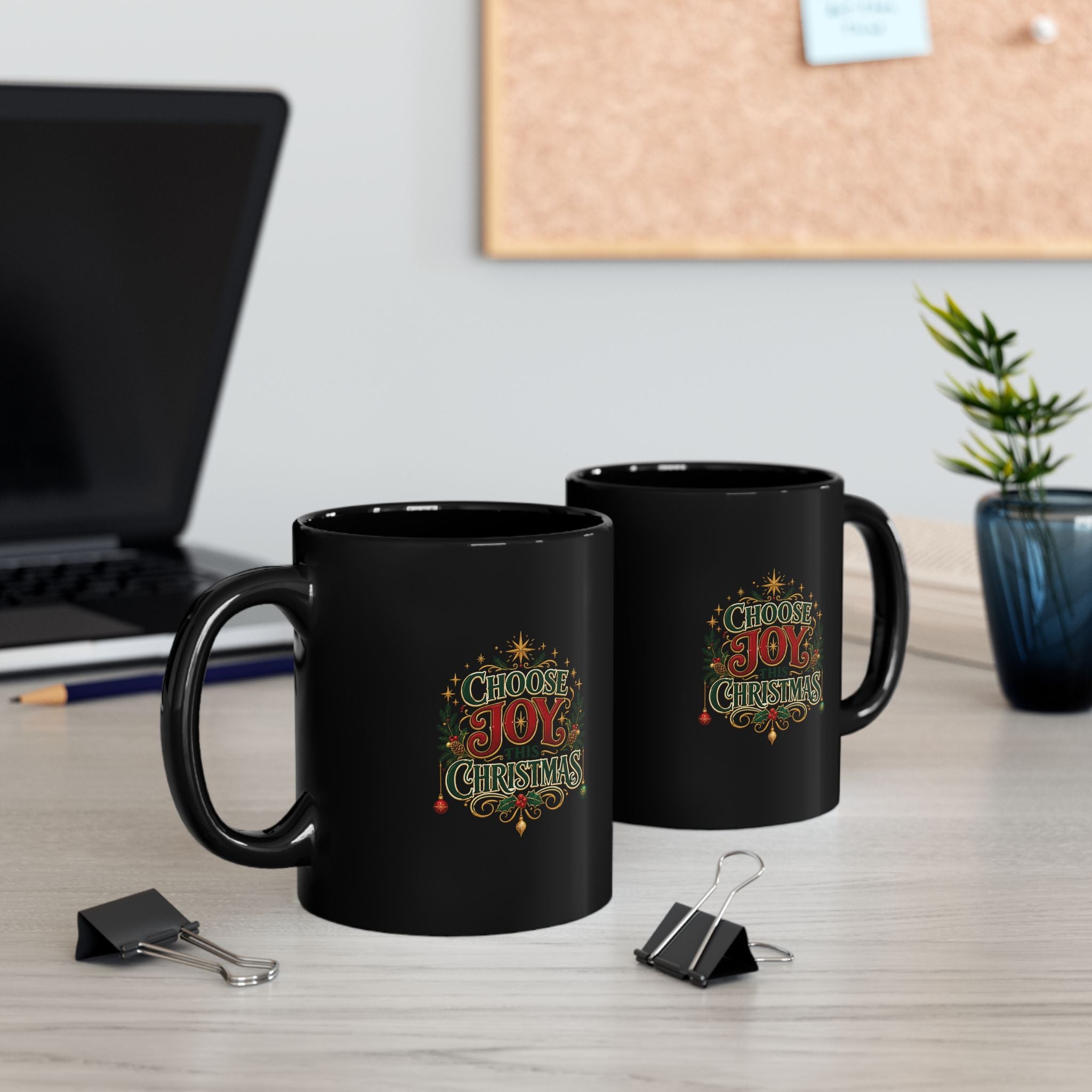 Choose Joy Christmas Mug — Festive Holiday Coffee Cup (Black, 11oz/15oz)
