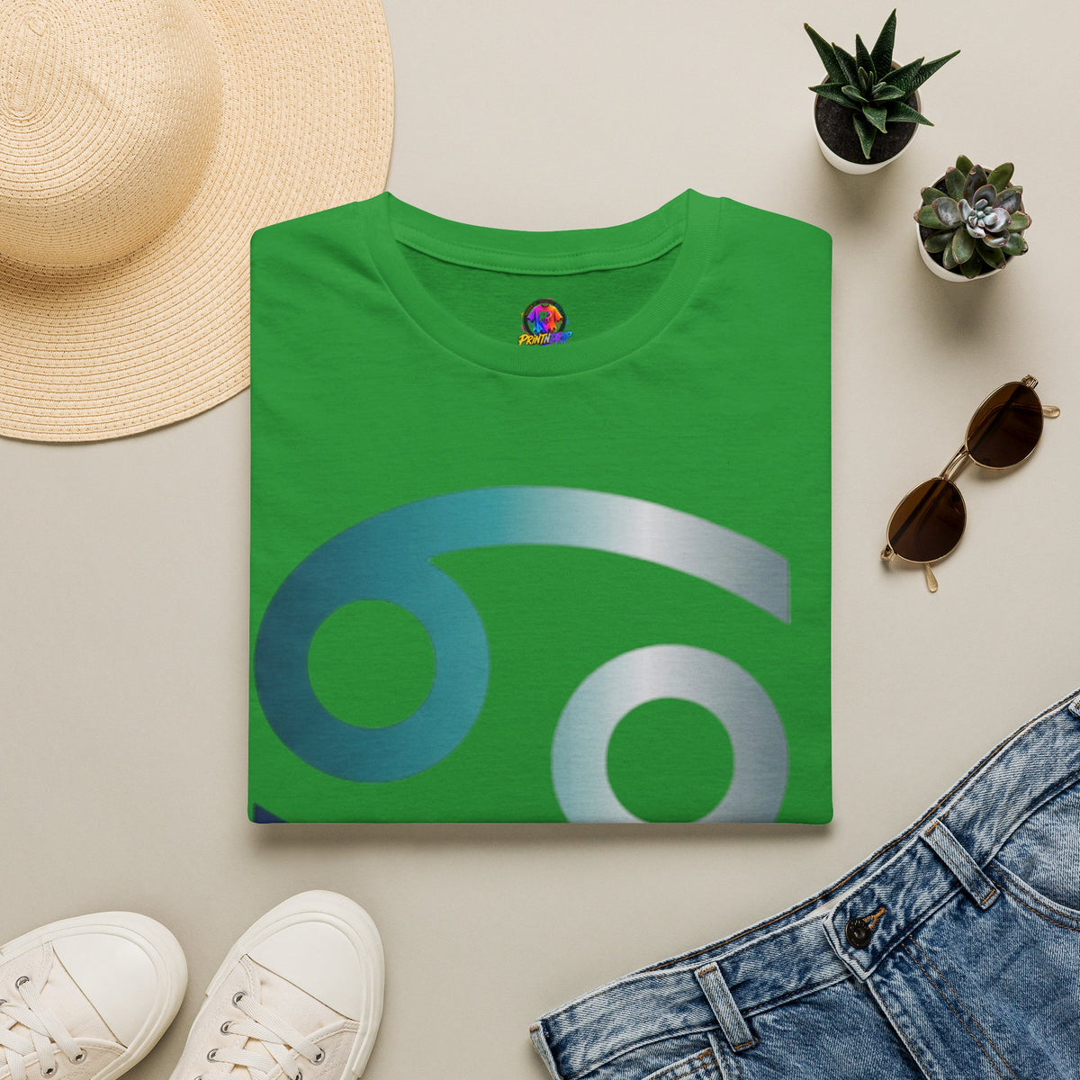 Cancer Zodiac T‑Shirt — Dripping Gradient Astrology Tee (Cancer Symbol)