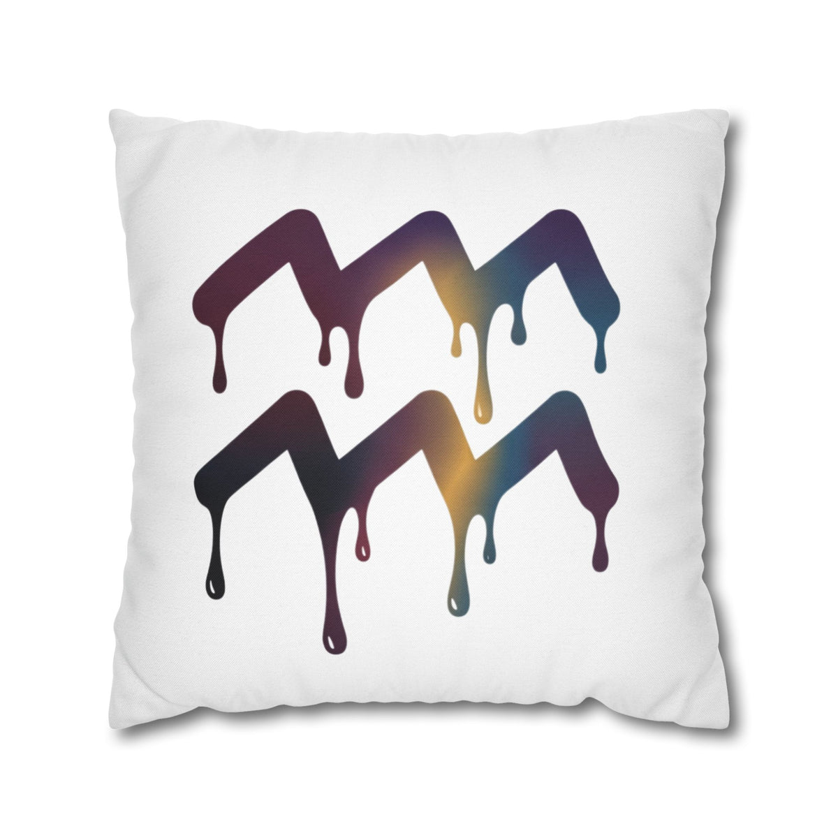 Dripping Aquarius Symbol Pillowcase — Zodiac Decorative Throw Pillow Cover