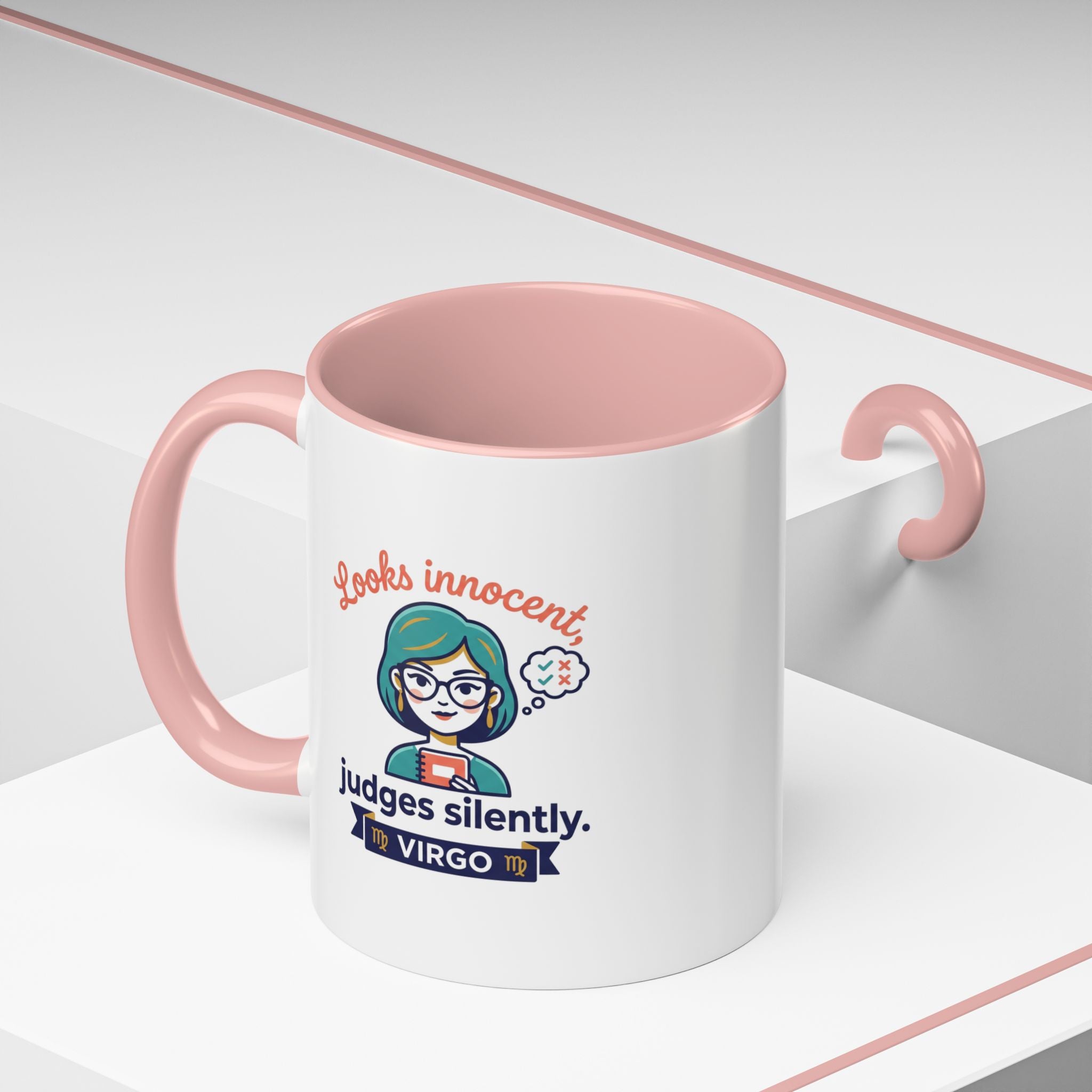Virgo Accent Coffee Mug - "Looks Innocent, Judges Silently" Zodiac Astrology Gift