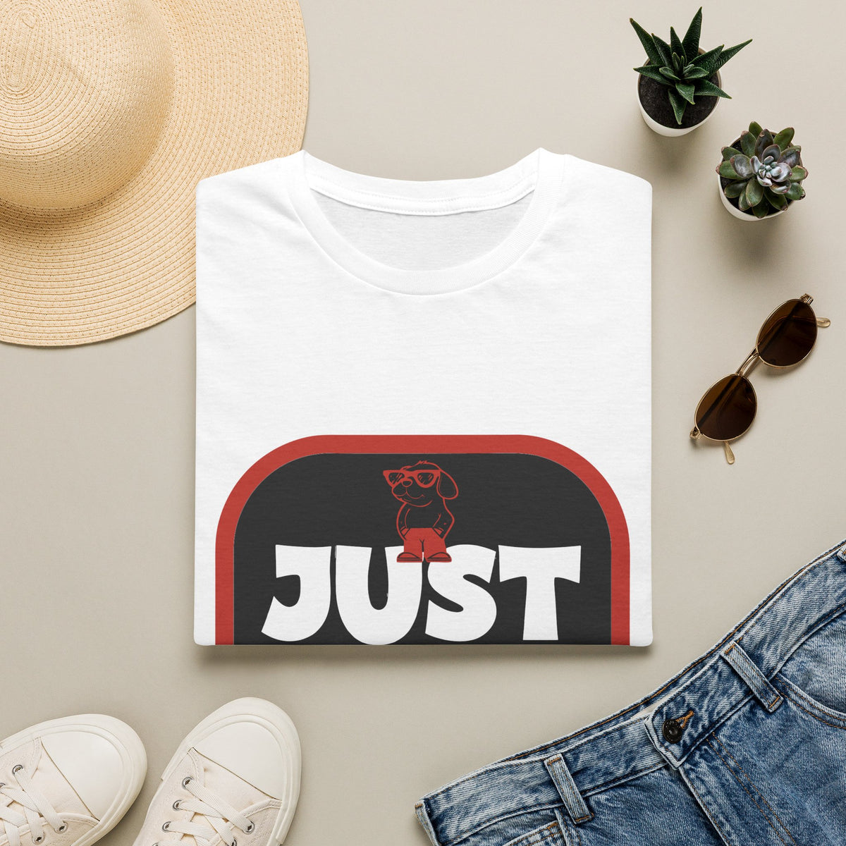 Just A Chill Guy Red Rounded Square T-Shirt - Viral Meme Aesthetic Graphic Tee - Trending Now - September 2026