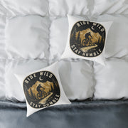 Ride Wild Stay Humble Mountain Bike Pillow  Milo Bailey Dog Dad Mom — Outdoor Cycling Adventure Throw Pillow