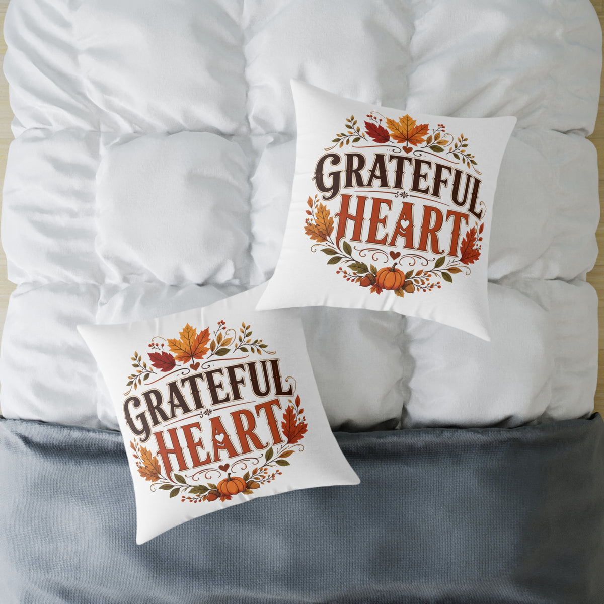 Thanksgiving Grateful Heart Fall Pillow — Thanksgiving Autumn Decorative Throw Pillow