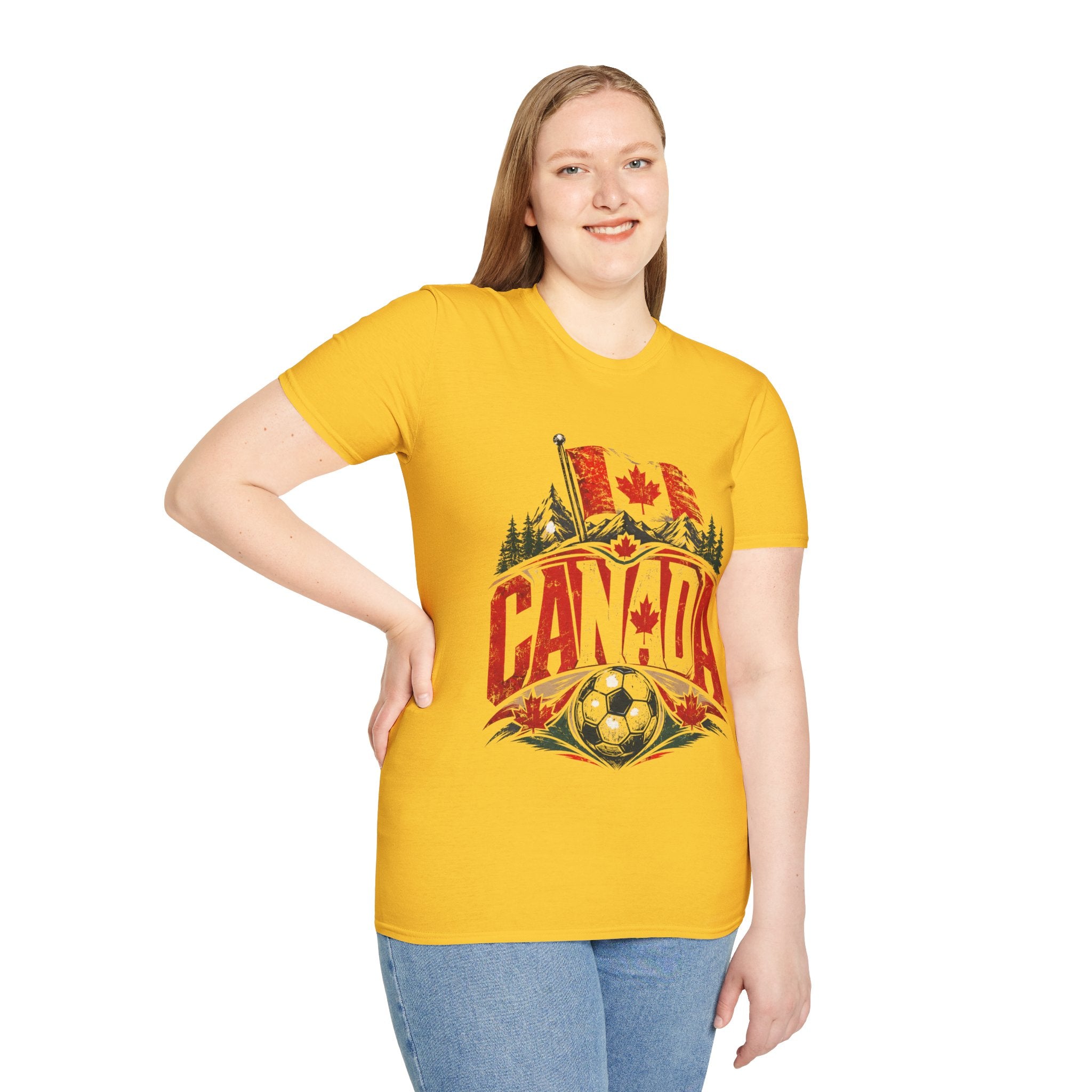 Canada Soccer T‑Shirt — Canadian Flag & Maple Leaf Crest