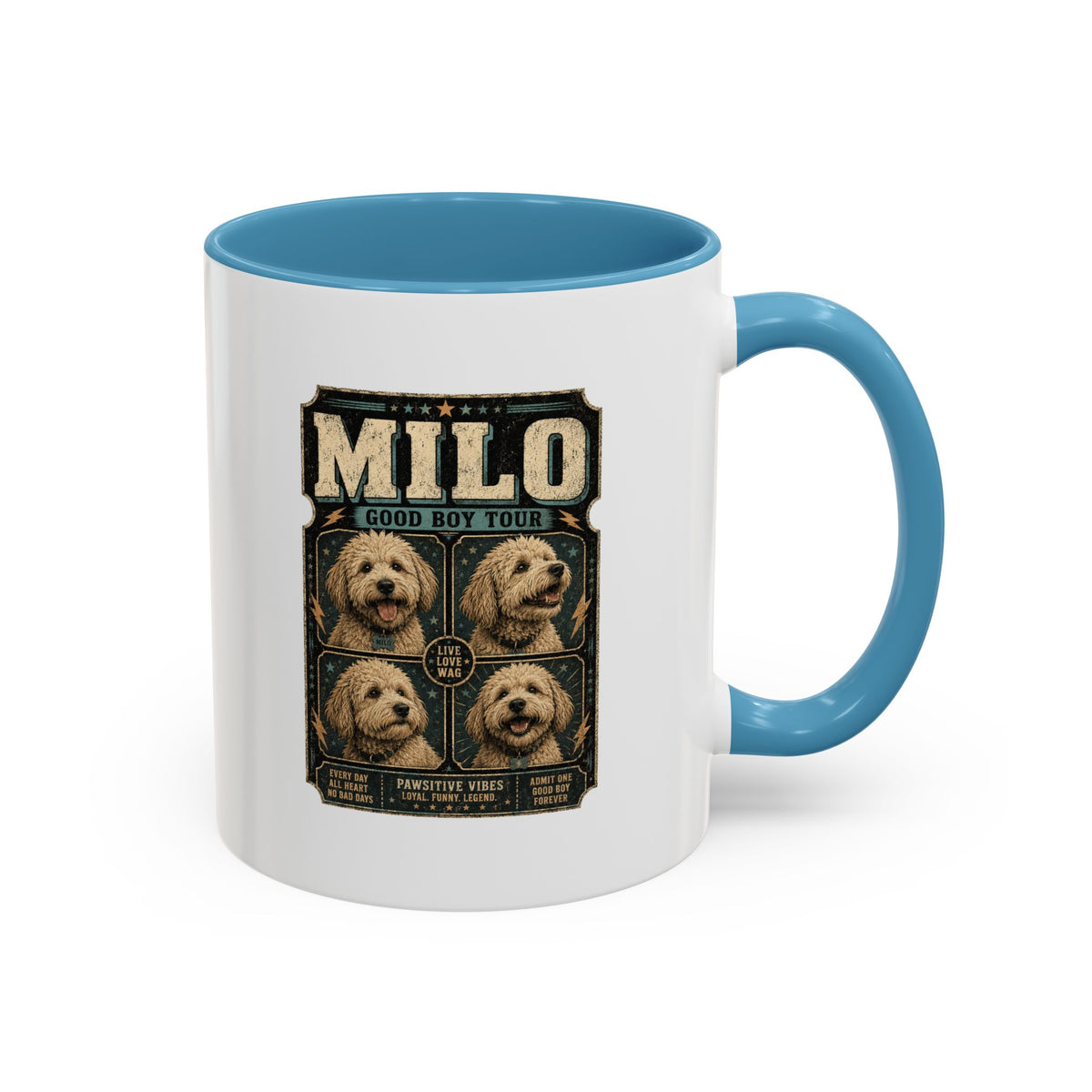 Milo Bailey Dog Dad Mom Personalized Milo Dog Coffee Mug — "Good Boy Tour" Accent Mug