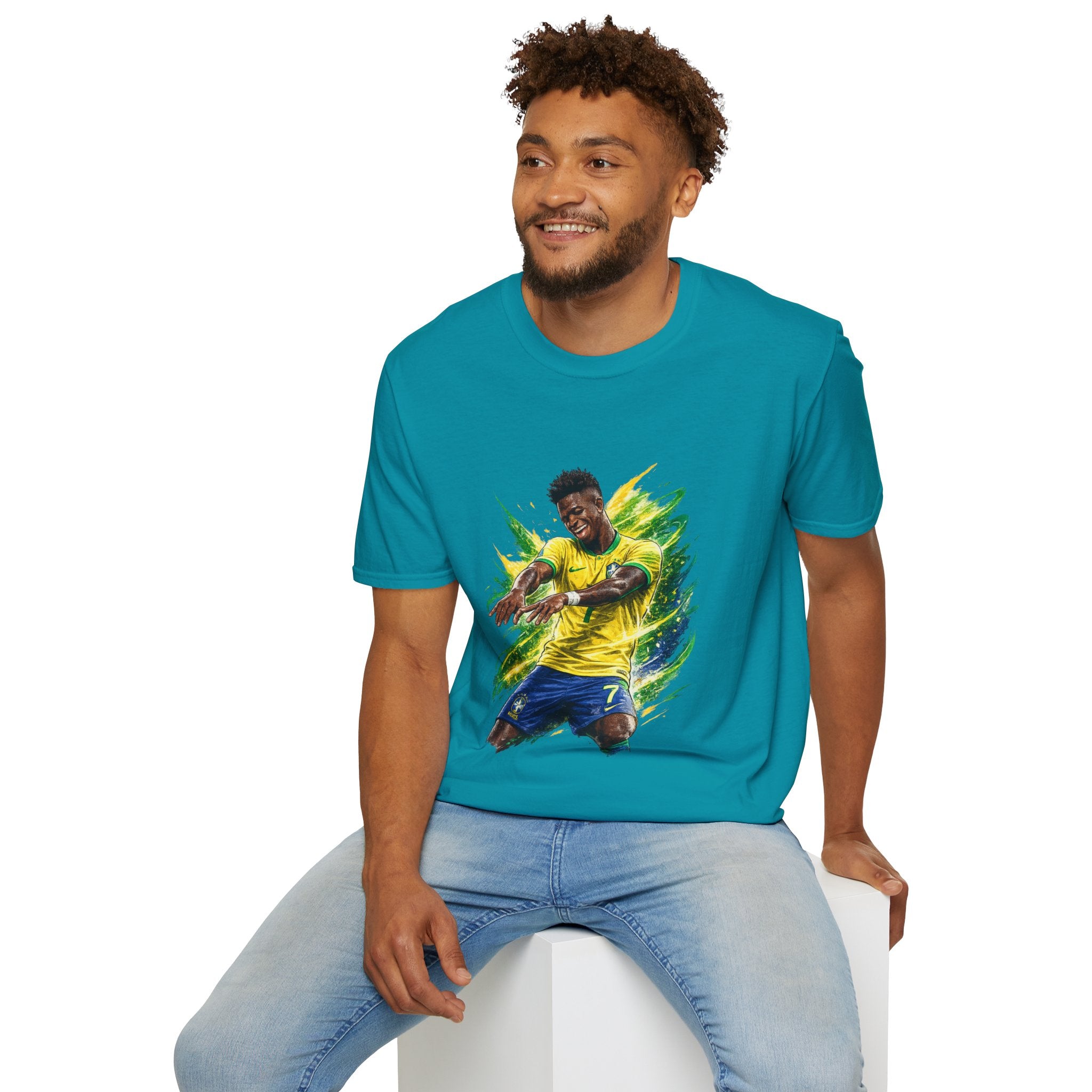 Brazil  Soccer Celebration T-Shirt — Brazilian Football Player Artwork