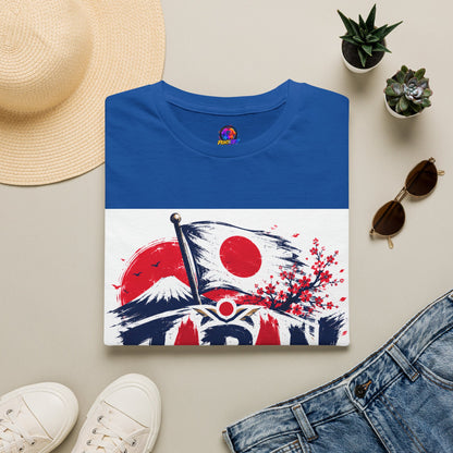 Japan Soccer T-Shirt — Japanese Flag & Cherry Blossom Football Graphic