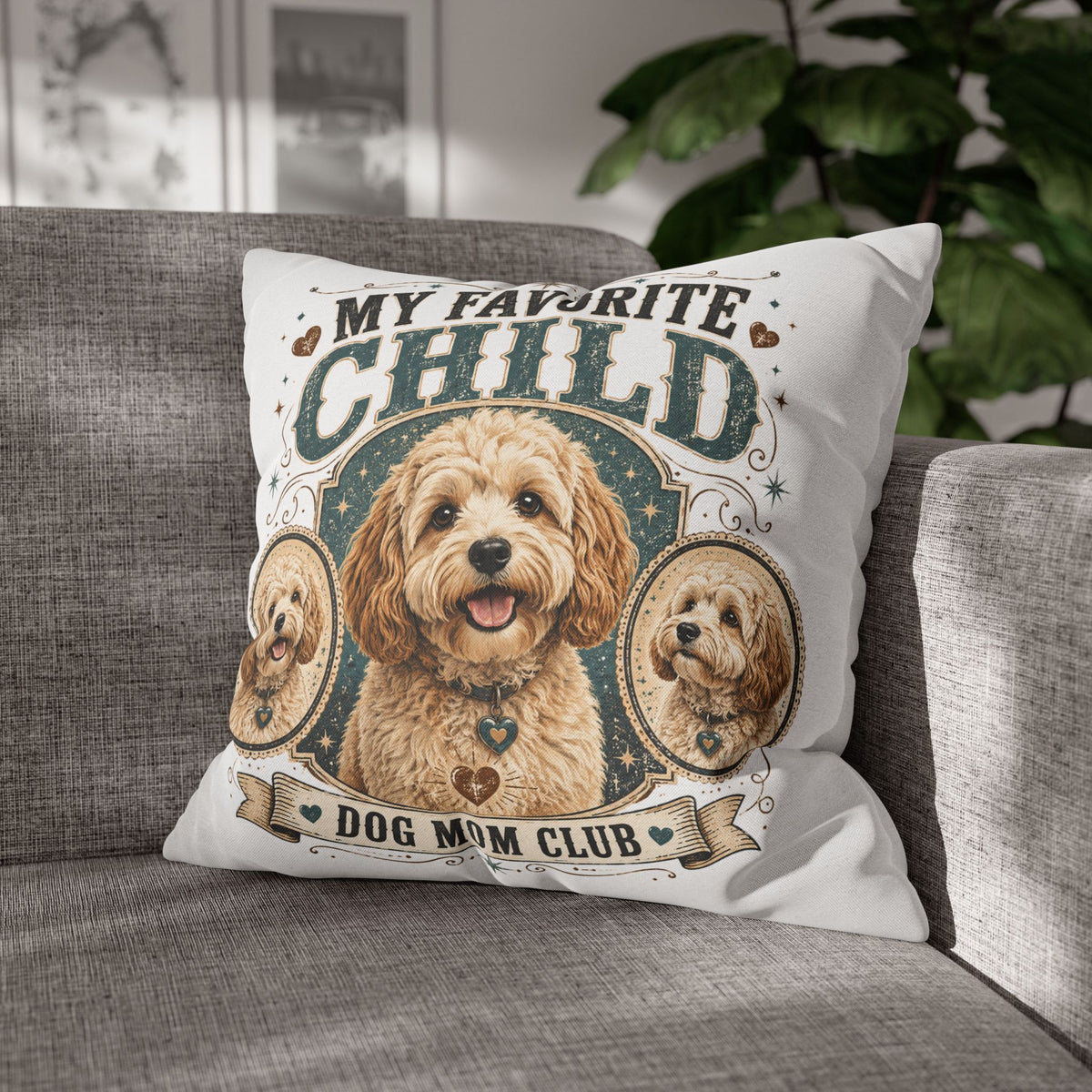 My Favorite Child Dog Mom Club Pillowcase Milo Bailey Dog Dad Mom — Doodle Pet Lover Decorative Throw Pillowcase