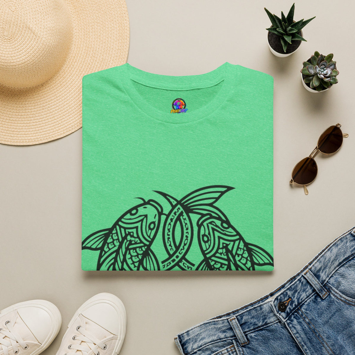 Pisces Zodiac Koi Fish Mandala T-Shirt — Intricate Zen koi Circle Design