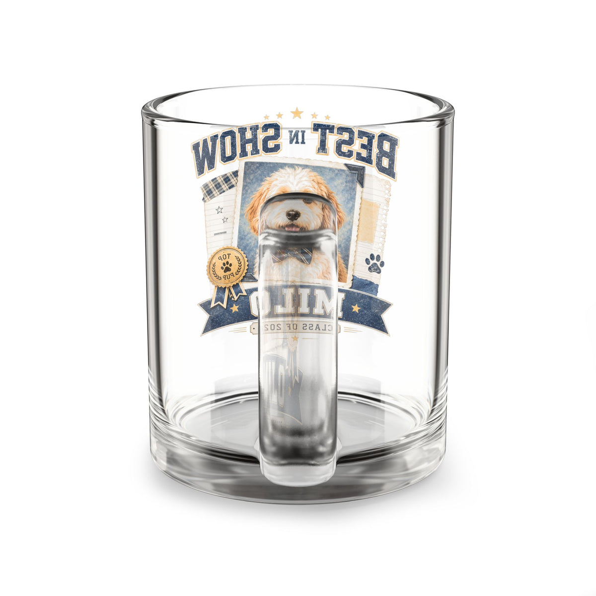 Best in Show Personalized Glass Mug — Custom Pet Photo & Name (10oz) Milo Bailey Dog Dad Mom  Glass Mug 10 oz