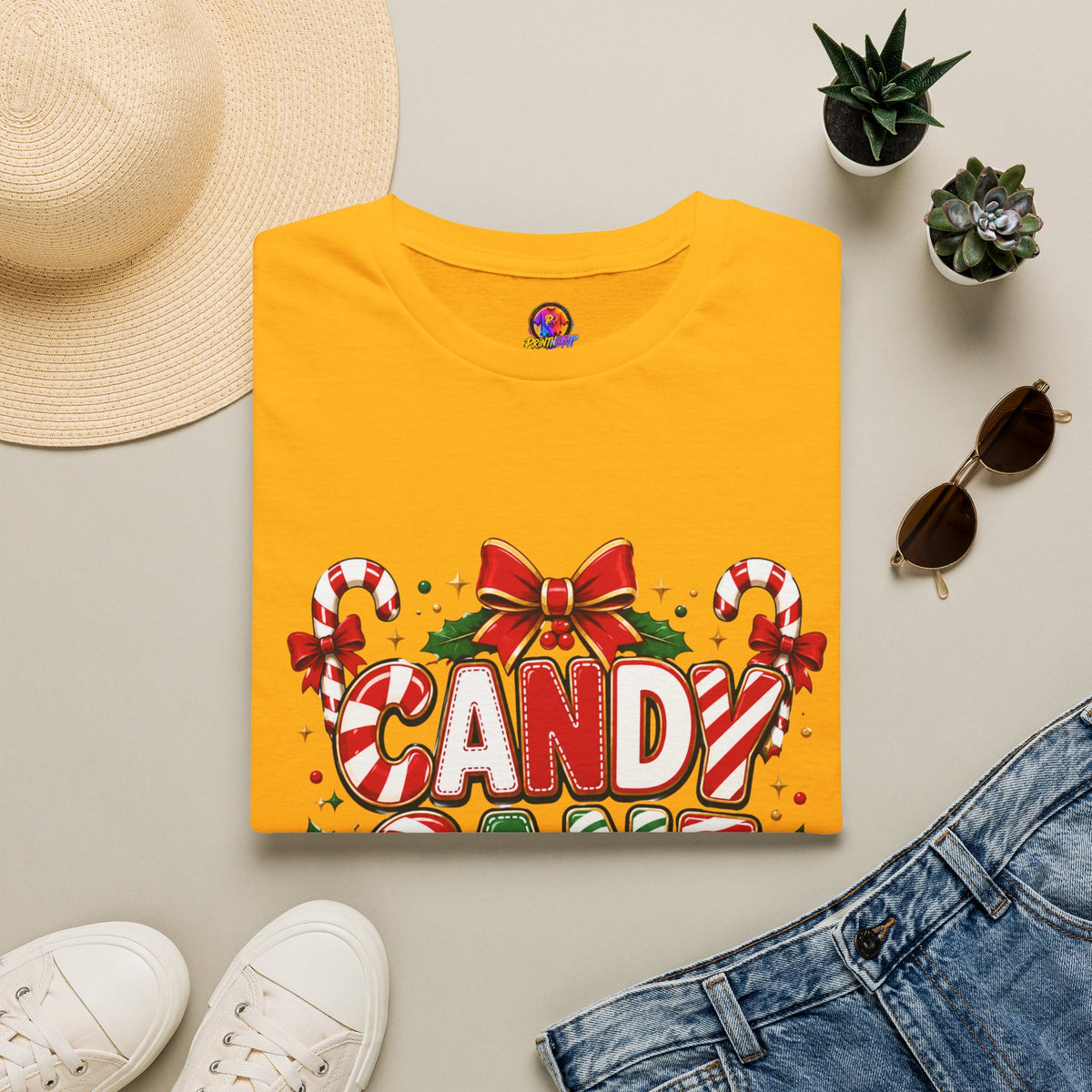 Candy Cane Crew T-Shirt — Festive Christmas Holiday Tee