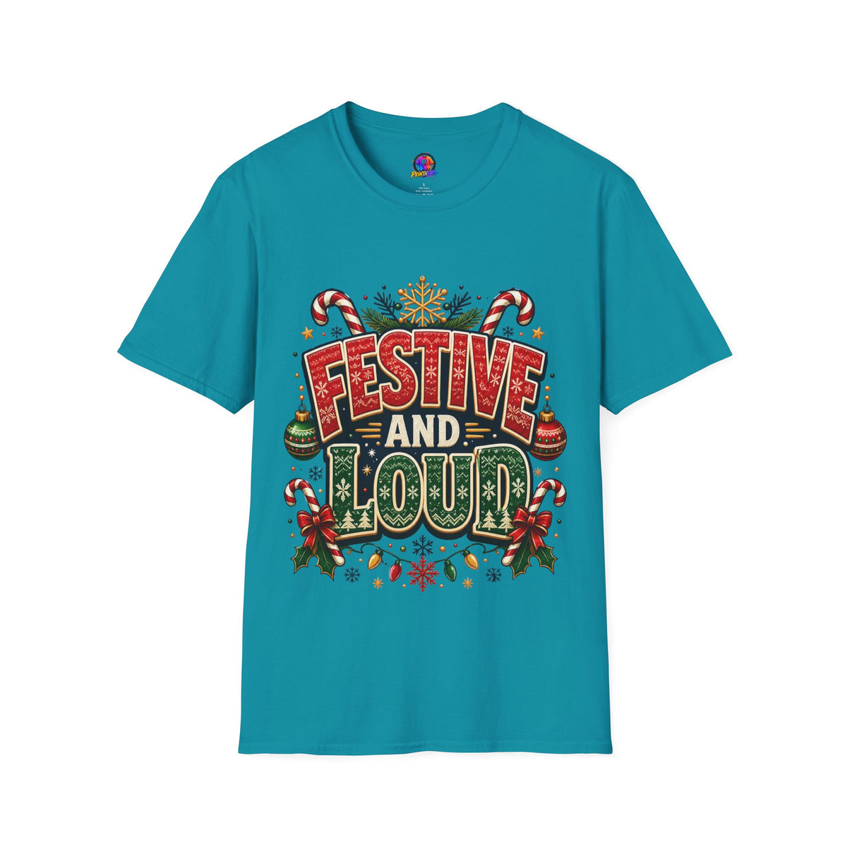 Festive and Loud Holiday T-Shirt — Christmas Candy Cane Graphic Tee
