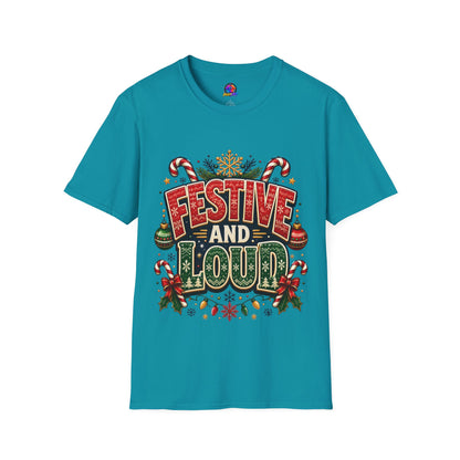Festive and Loud Holiday T-Shirt — Christmas Candy Cane Graphic Tee