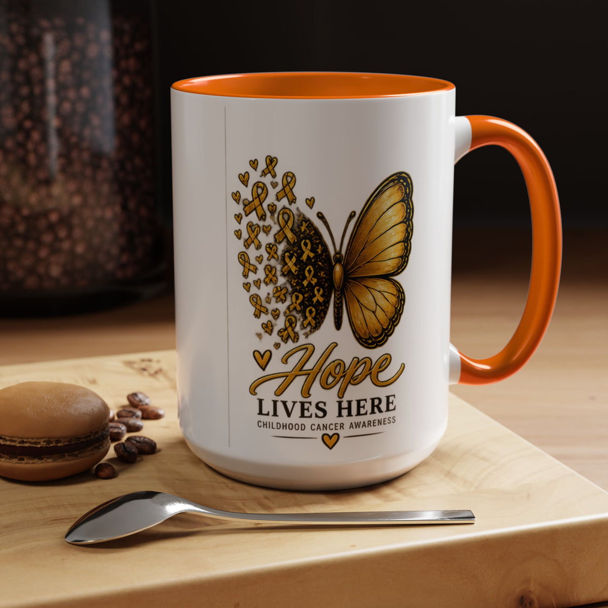 Hope Lives Here Childhood Cancer Awareness Accent Coffee Mug