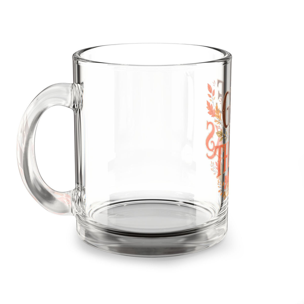 Give Thanks Glass Mug — 10oz Thanksgiving Pumpkin Mug
