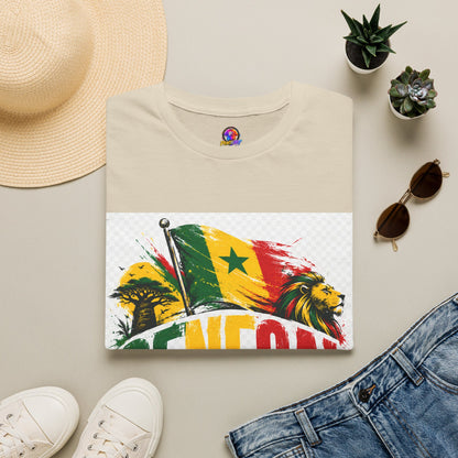 Senegal Flag Soccer T-Shirt — Lion & Football Pride Tee