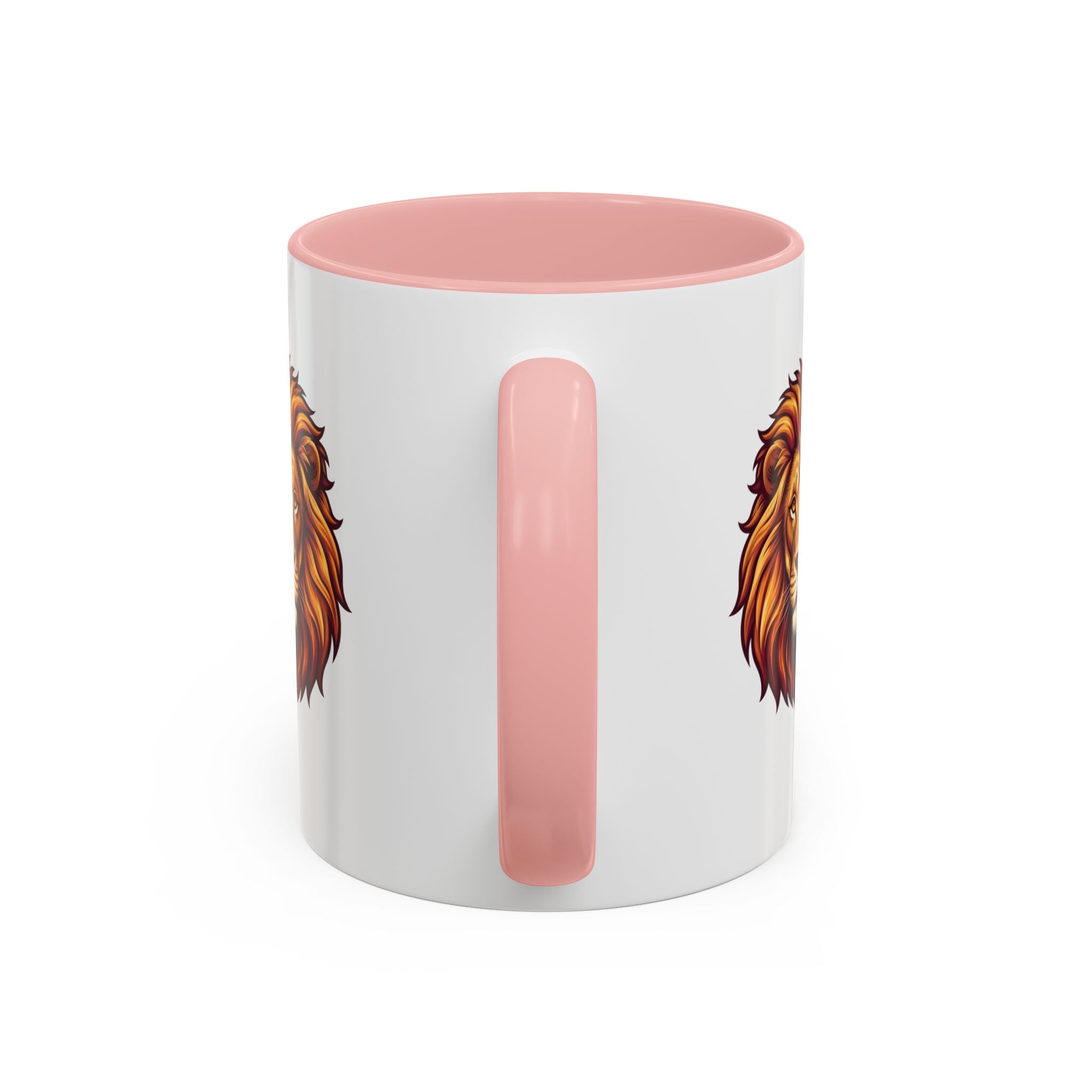Lion Head Accent Coffee Mug — Bold Tribal Lion Face Design,