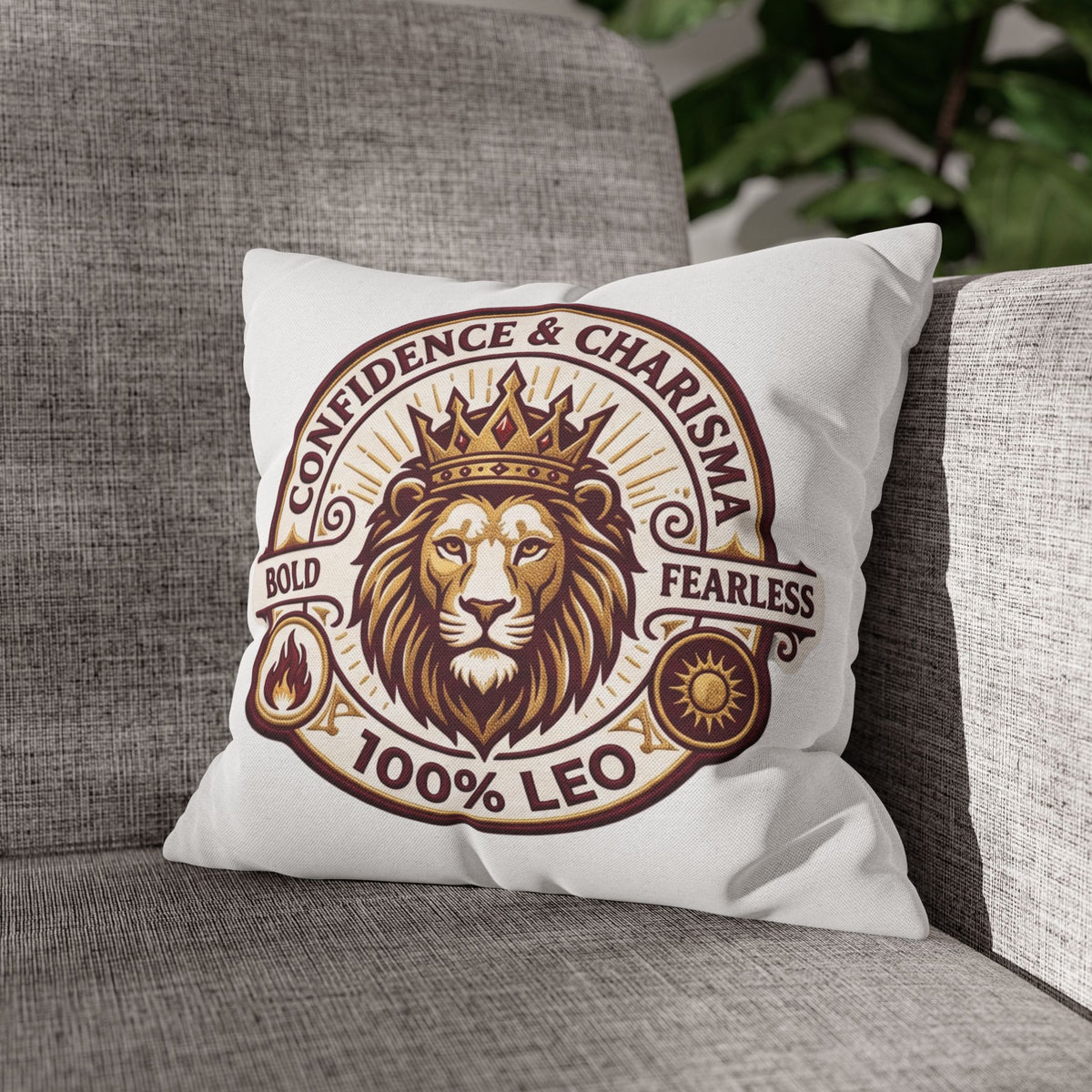 Leo Zodiac Confidence And Charisma Spun Polyester Square Pillowcase