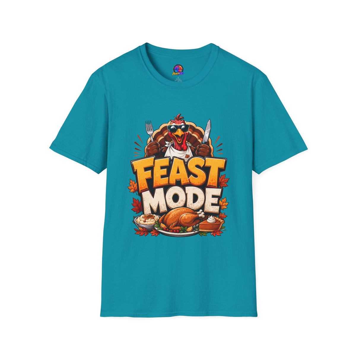 Thanksgiving T-Shirt Feast Mode T-Shirt — Funny Thanksgiving Turkey Graphic Tee