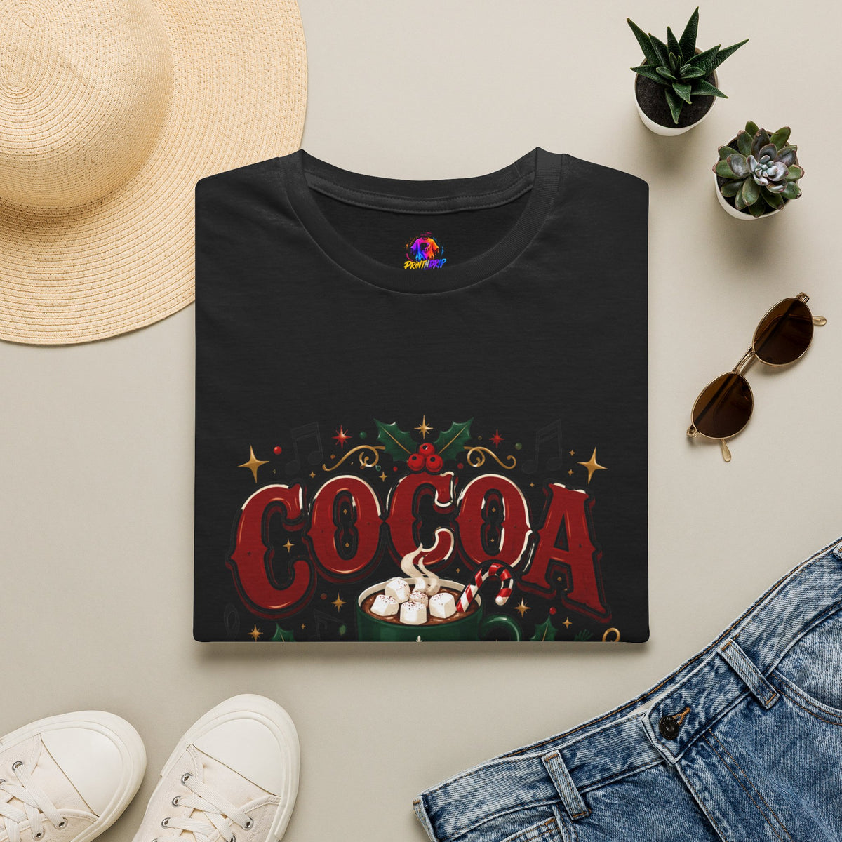 Cocoa and Carols T-Shirt — Cozy Holiday Cocoa Graphic Tee