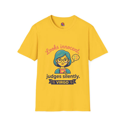 Looks Innocent Virgo T-Shirt — Funny Zodiac Graphic Tee for Virgo Women