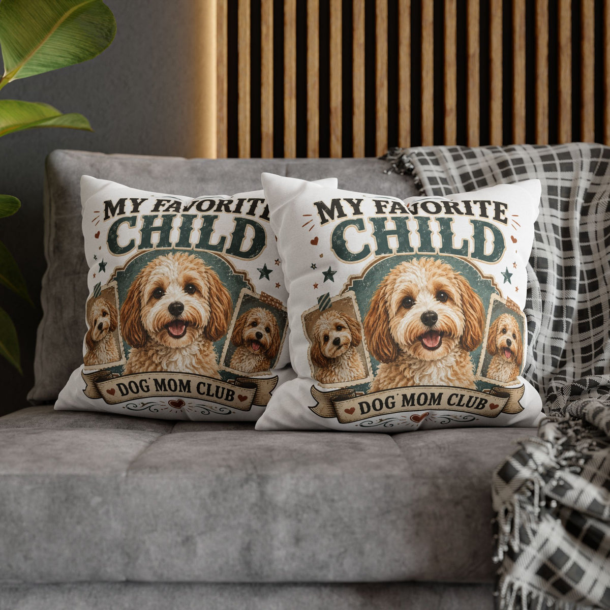 My Favorite Child Dog Mom Club Pillowcase Milo Bailey Dog Dad Mom - Cute Doodle Pet Throw Pillow Cover
