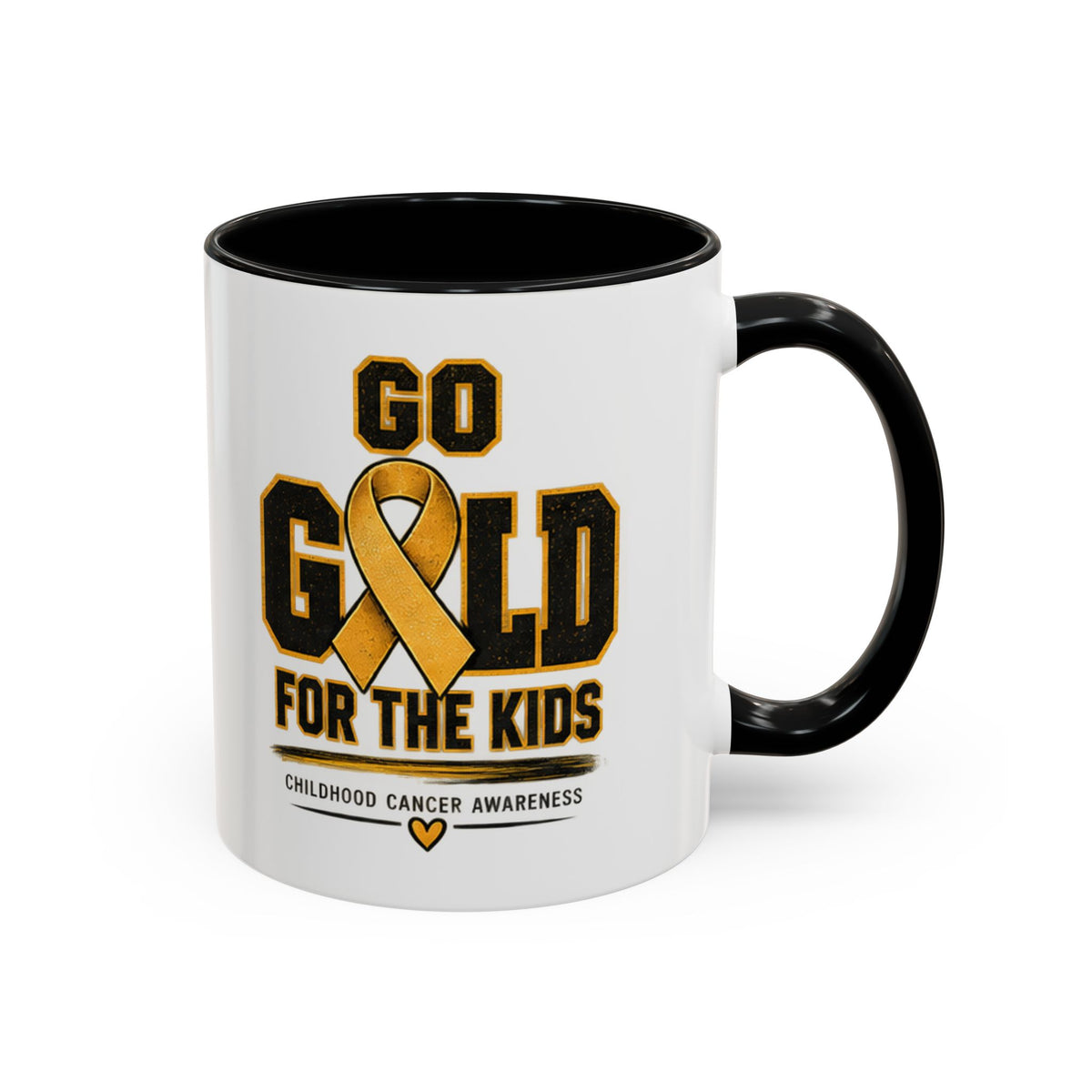 Go Gold For The Kids Accent Coffee Mug — Childhood Cancer Awareness 11/15oz