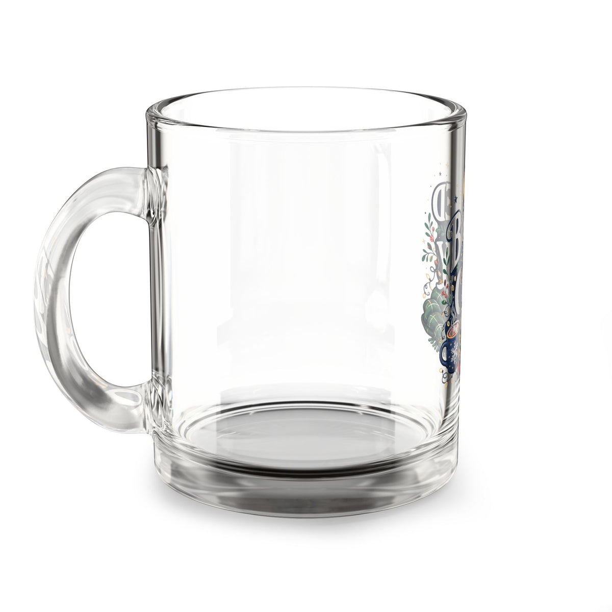 Modern Day Christmas Glass Mug - "Booked and Cozy" Illustrated Reading Mug, 10oz