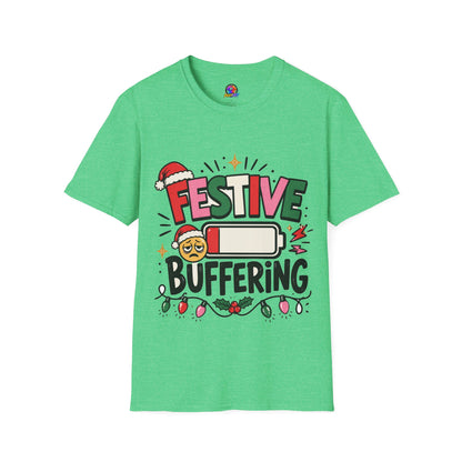 Festive Buffering T-Shirt — Funny Holiday Christmas Tee with Loading Battery Design
