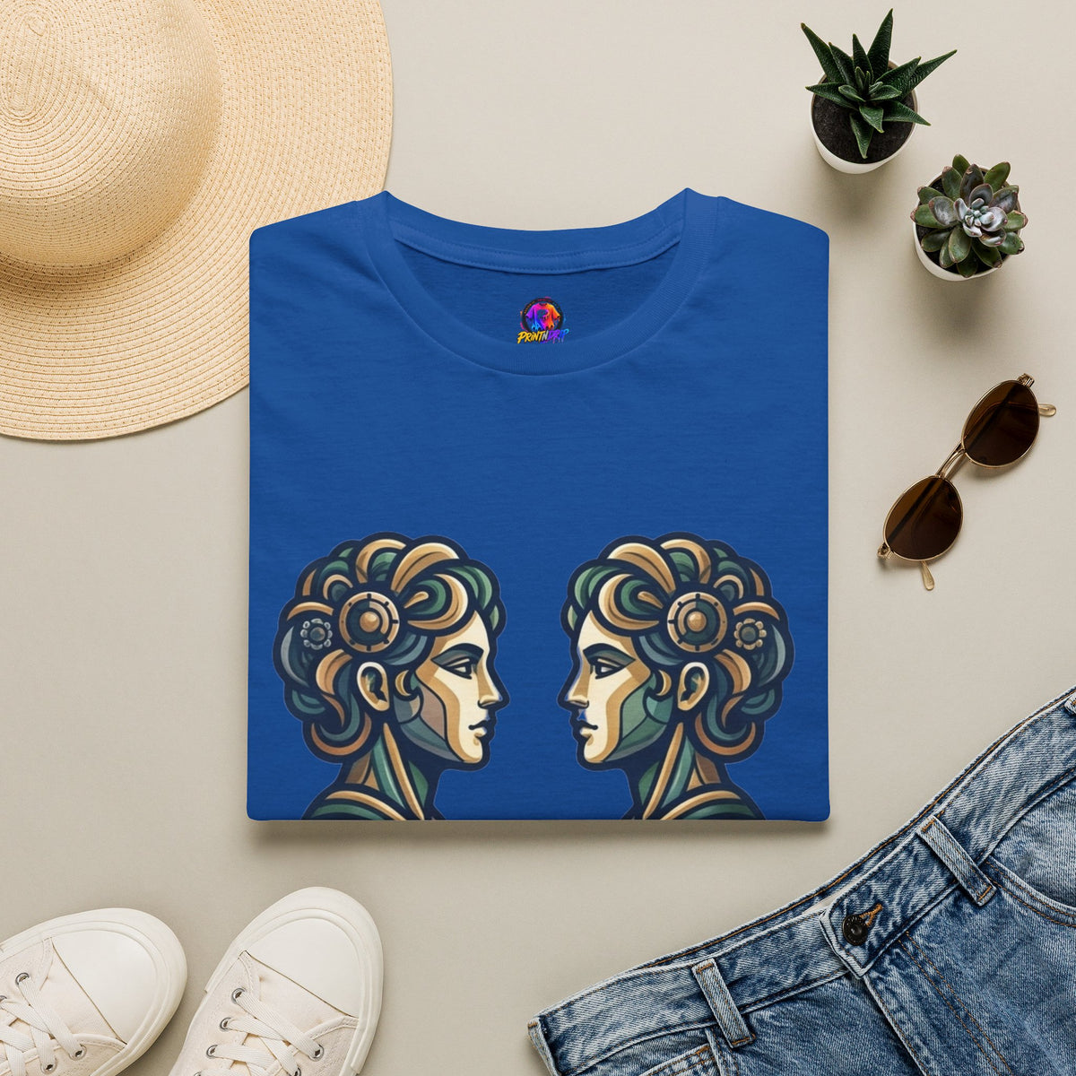 Gemini Zodiac T‑Shirt — Vintage Twins Astrology Tee ("Gemini: Jack of All Trades")