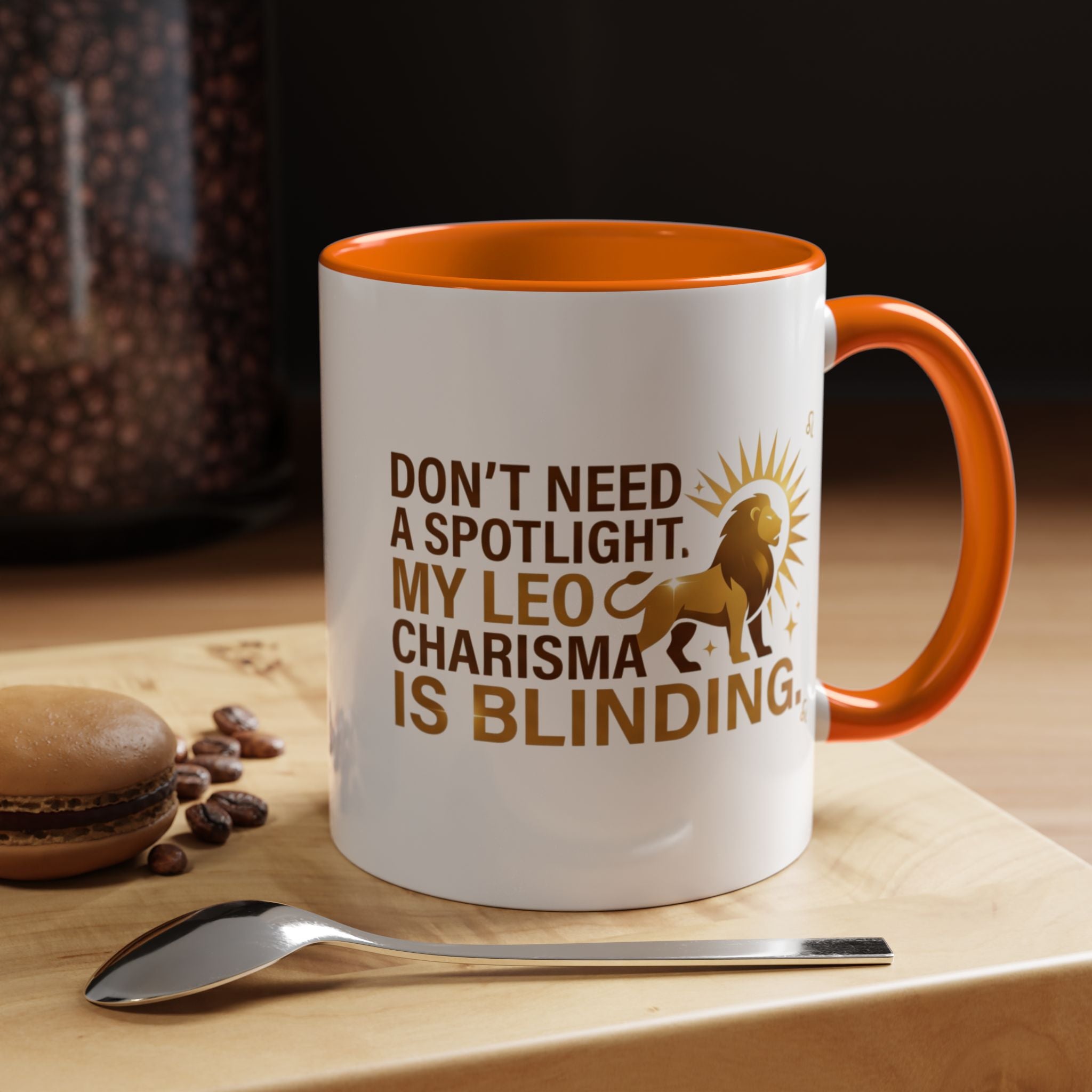 Leo Horoscope Coffee Mug — “My Leo Charisma Is Blinding” Accent Mug