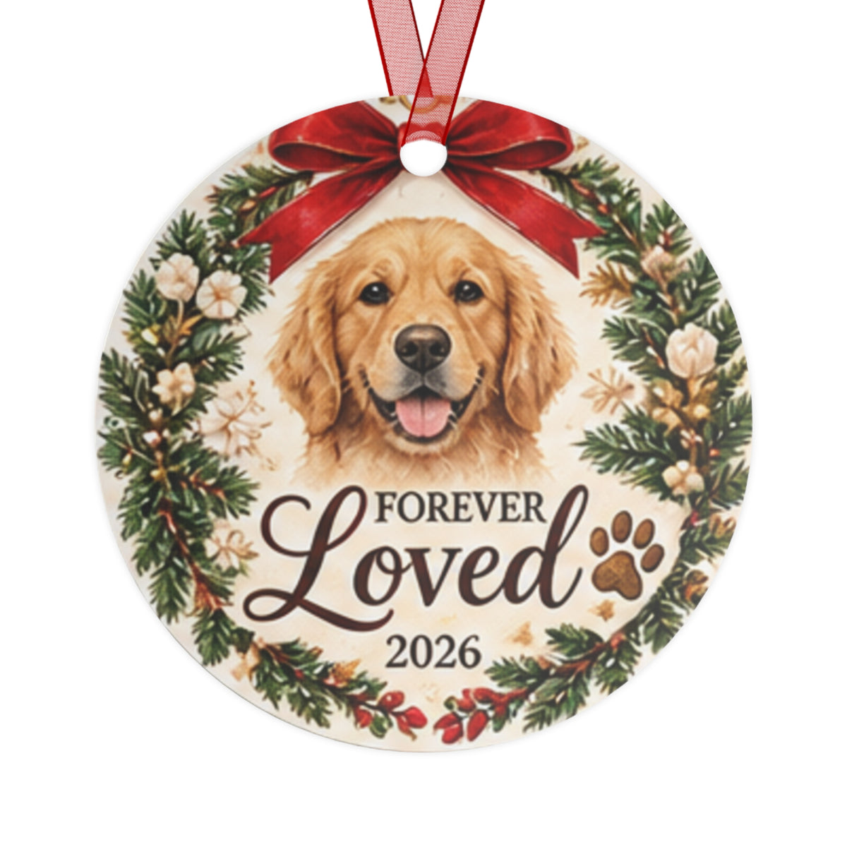 Forever Loved Christmas  2026 Goldendoodle Memorial Metal Ornament