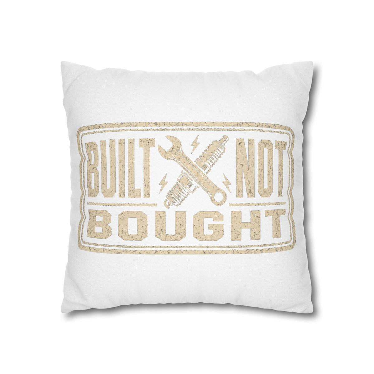 Built Not Bought Pillowcase Milo Bailey Dog Dad Mom — Rustic Mechanic Accent Pillow