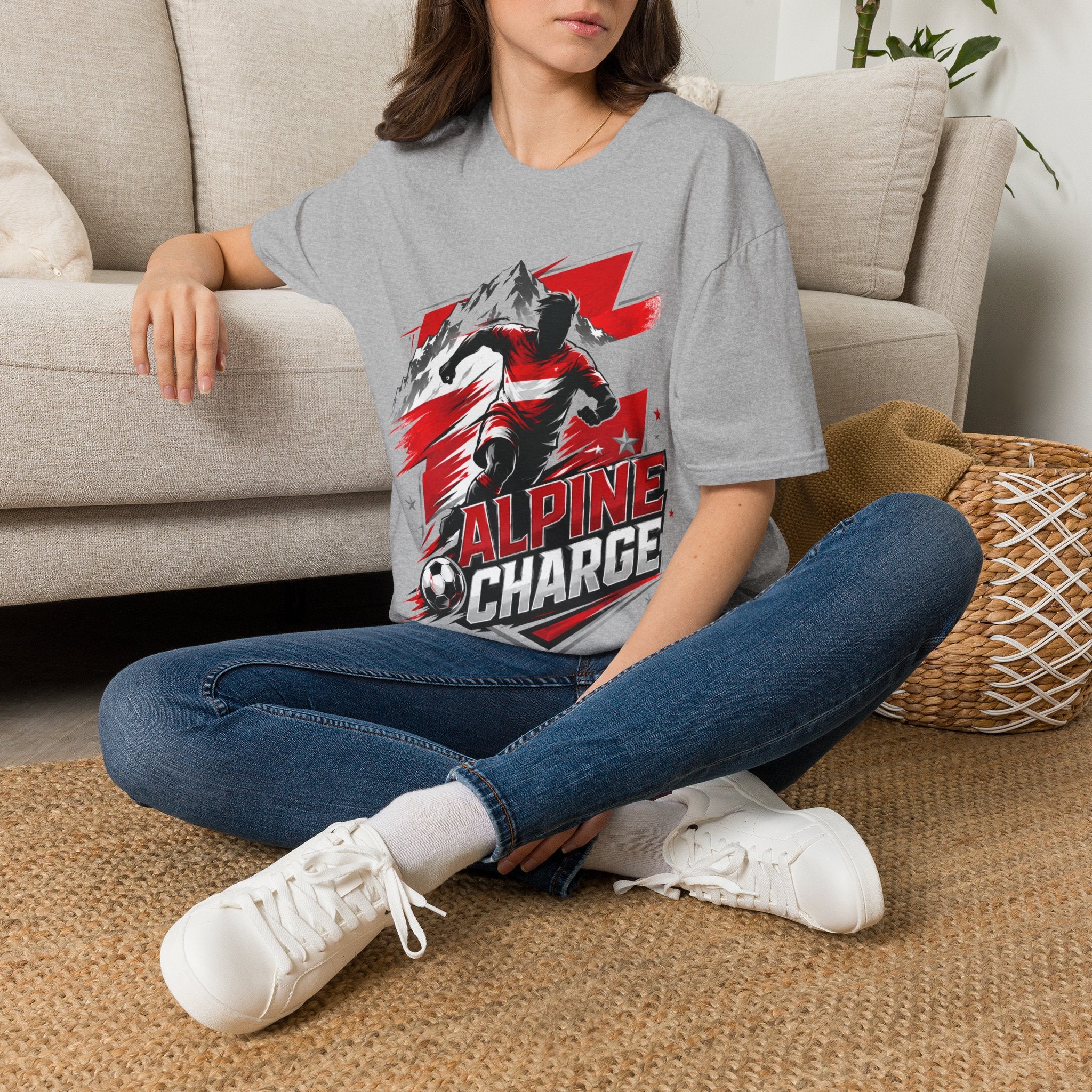 Austria  Alpine Charge Soccer T-Shirt — Mountain Football Graphic Tee -