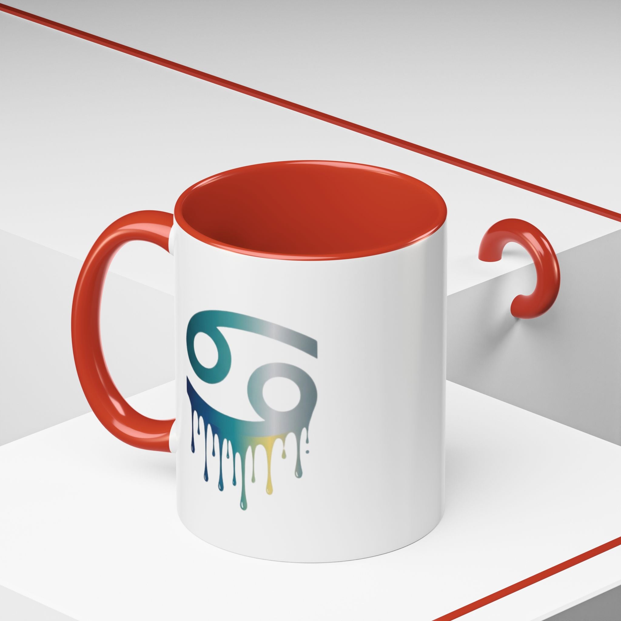 Cancer Zodiac Drip Accent Coffee Mug — Astrology Horoscope Gift