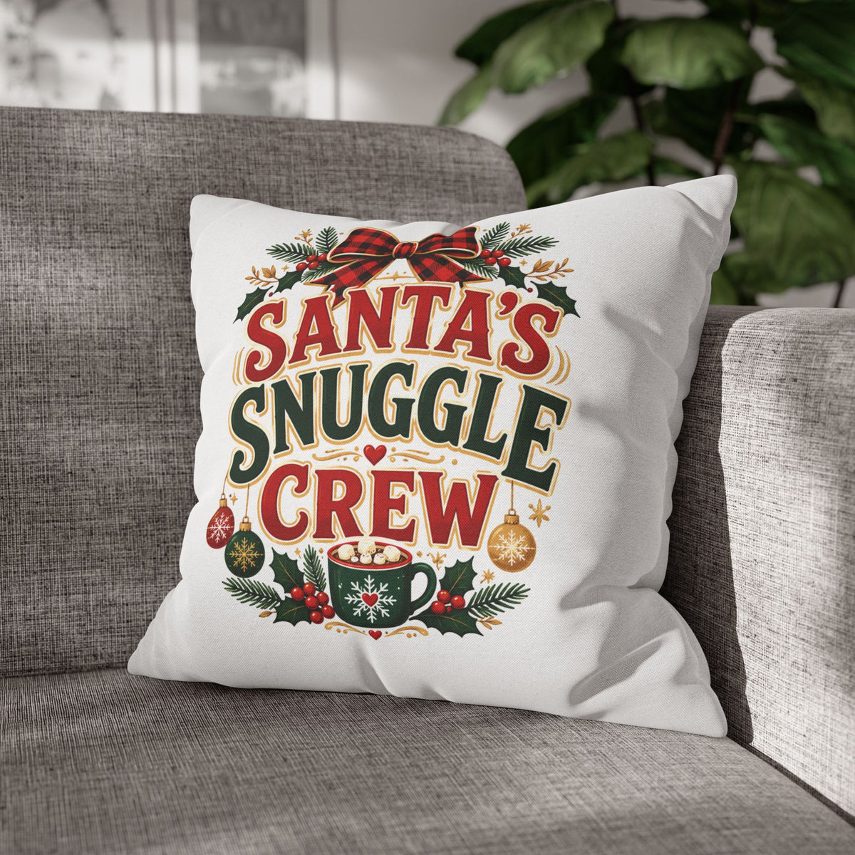 Christmas Santa’s Snuggle Crew Throw Pillow Pillowcase